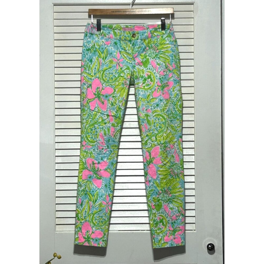 Lilly Pulitzer Women's Green2 Coconut  Jungle Kelly Skinny Ankle Pants Sz 0 3088